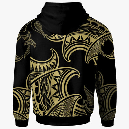 Hawaii Polynesian Hoodie - Hammerhead Shark Tribal Pattern