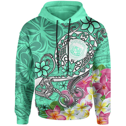 Hawaii Polynesian Hoodie - Hawaii Seal With Turtle Plumeria (Turquoise)