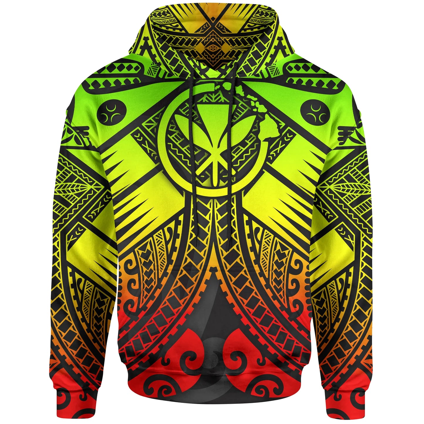 Hawaii Polynesian Hoodie - Reggae Kanaka Maoli Map