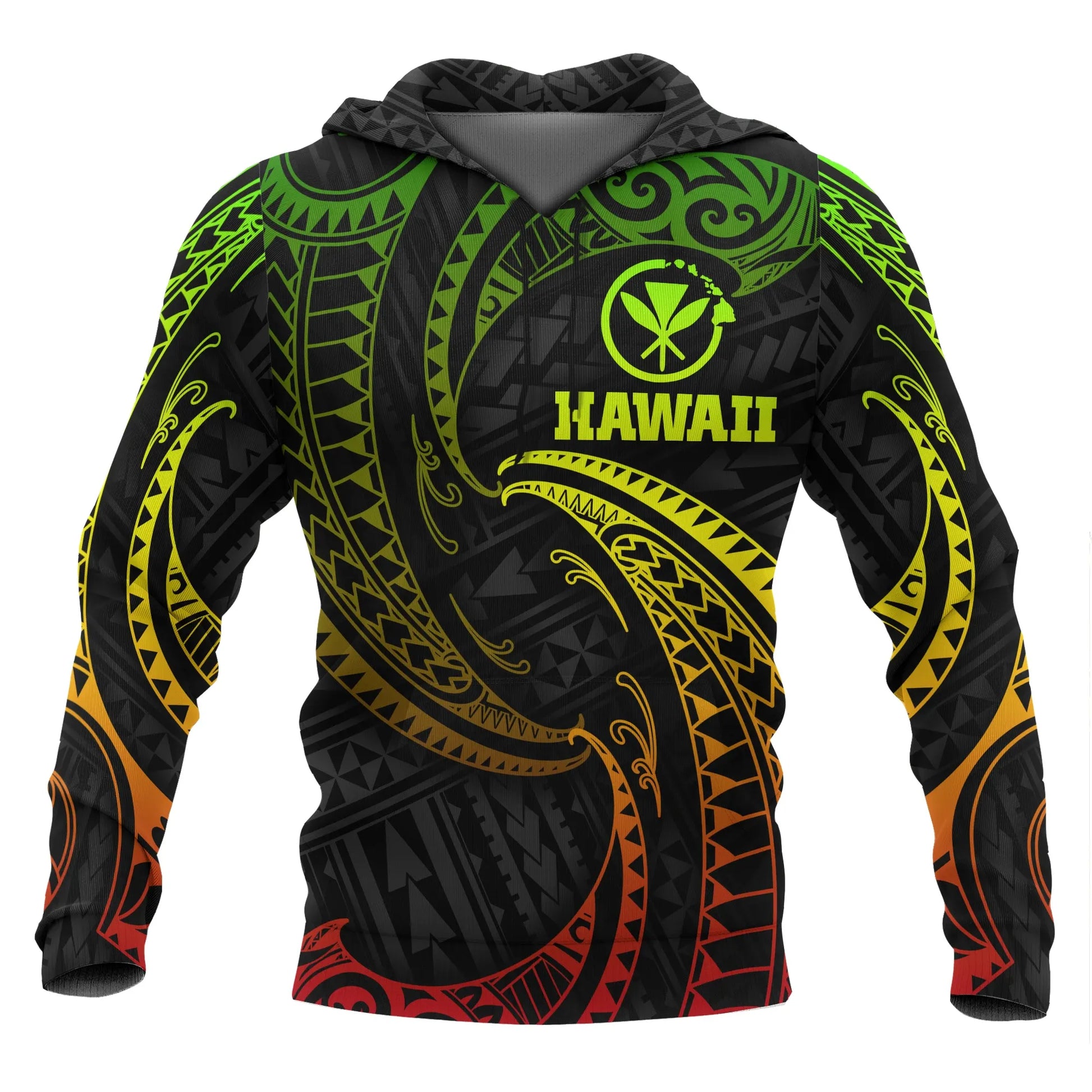 Hawaii Polynesian Hoodie - Reggae Tribal Wave