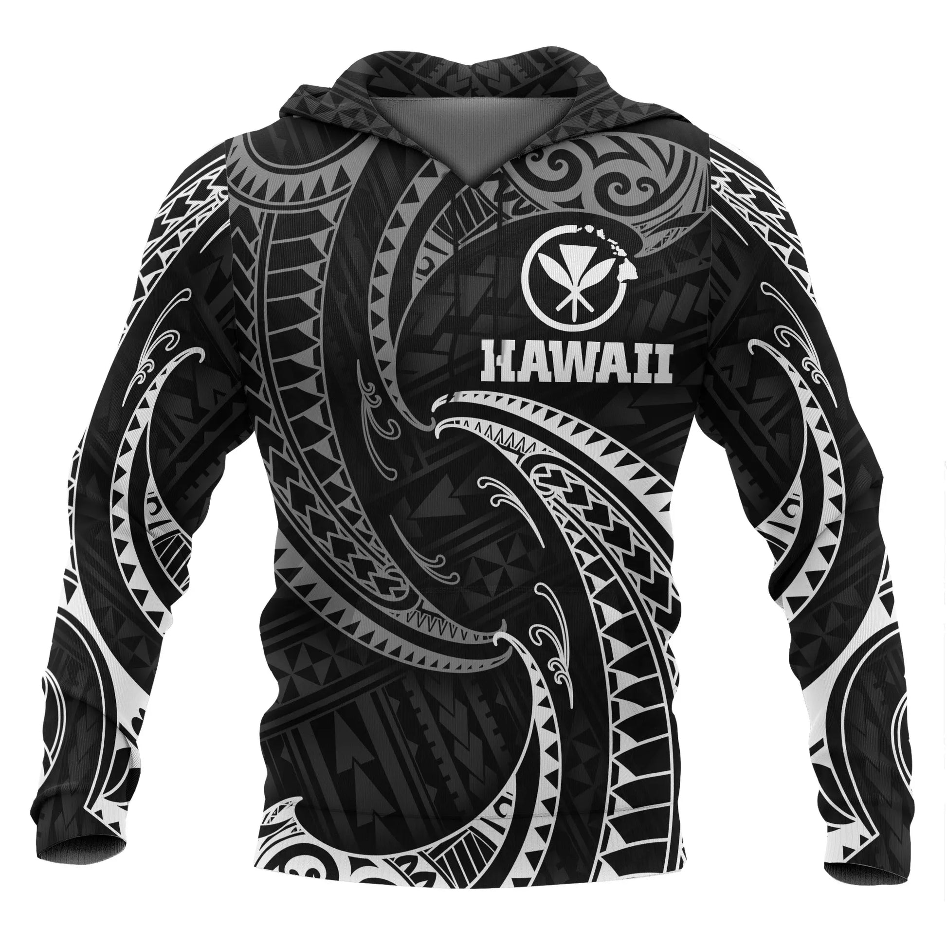 Hawaii Polynesian Hoodie - White Tribal Wave