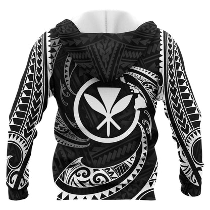 Hawaii Polynesian Hoodie - White Tribal Wave