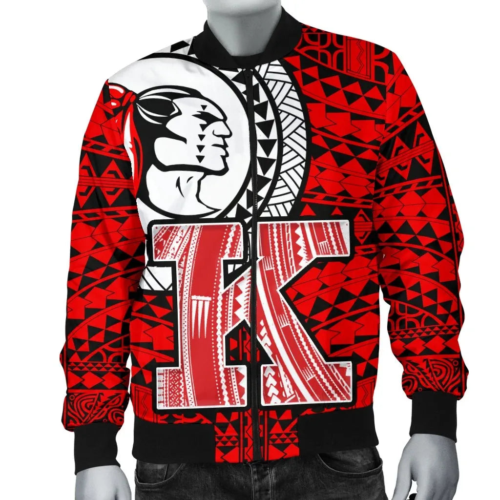Hawaii Polynesian Bomber Jacket - Red Raider Kahuku
