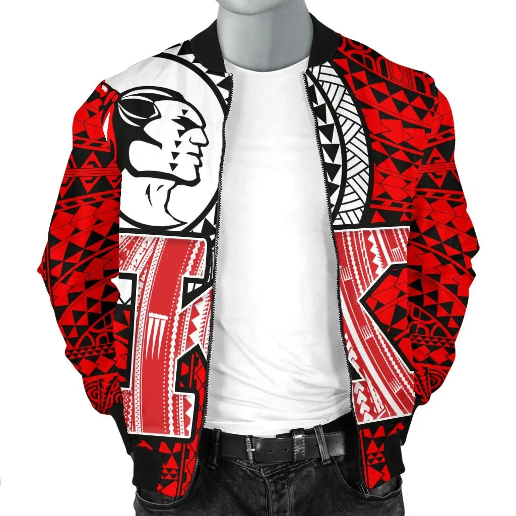 Hawaii Polynesian Bomber Jacket - Red Raider Kahuku