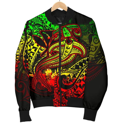 Hawaii Polynesian Bomber Jacket - Kanaka Maoli Reggae Shark Polynesian Tattoo