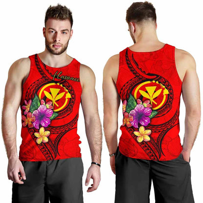 Hawaii Polynesian Men Tank Top - Floral With Seal Red