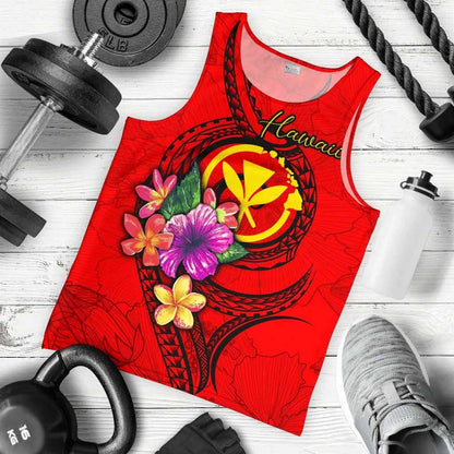 Hawaii Polynesian Men Tank Top - Floral With Seal Red