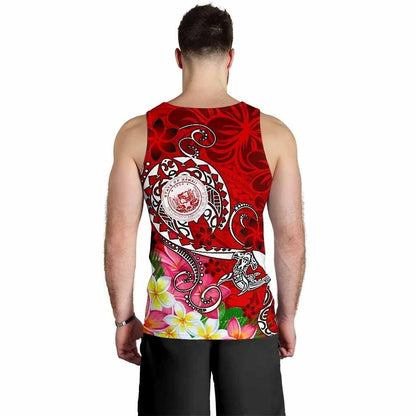 Hawaii Polynesian Men Tank Top - Hawaii Seal With Turtle Plumeria (Red)