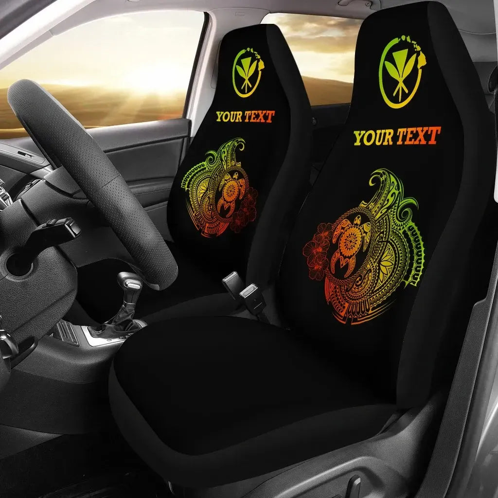 Hawaii Polynesian Personalised Car Seat Covers - Vintage Polynesian Turtle (Reggae)