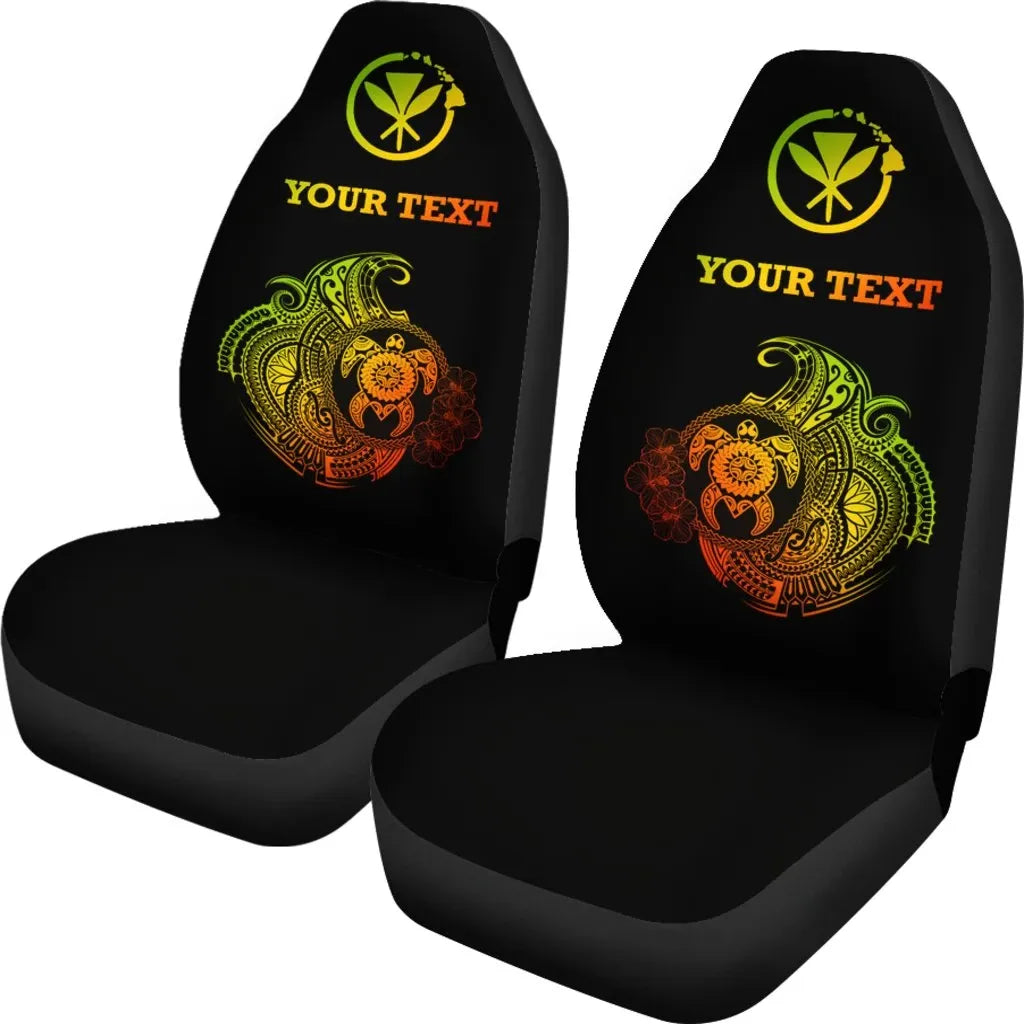Hawaii Polynesian Personalised Car Seat Covers - Vintage Polynesian Turtle (Reggae)
