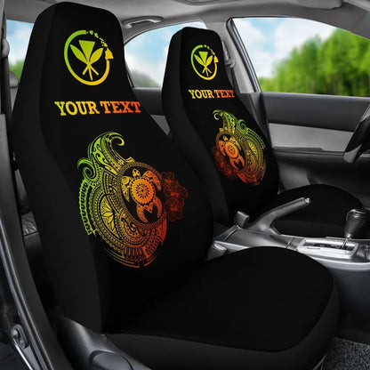 Hawaii Polynesian Personalised Car Seat Covers - Vintage Polynesian Turtle (Reggae)