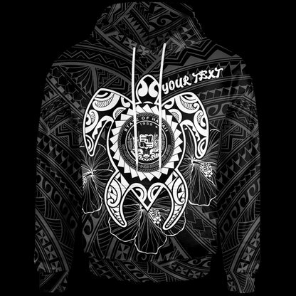 Hawaii Polynesian Personalised Hoodie - Vintage Polynesian Turtle (White)