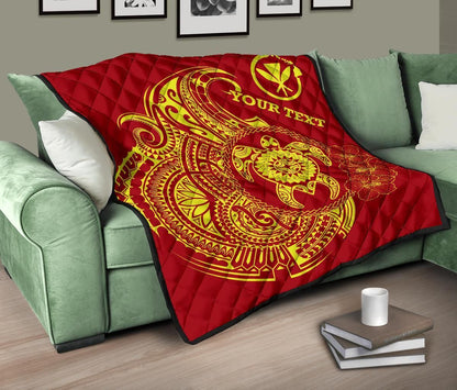 Hawaii Polynesian Personalised Premium Quilt - Vintage Polynesian Turtle (Red)
