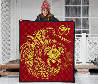 Hawaii Polynesian Personalised Premium Quilt - Vintage Polynesian Turtle (Red)