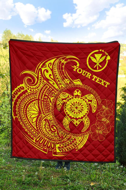 Hawaii Polynesian Personalised Premium Quilt - Vintage Polynesian Turtle (Red)