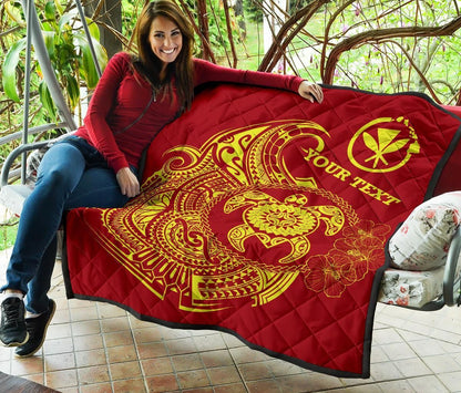 Hawaii Polynesian Personalised Premium Quilt - Vintage Polynesian Turtle (Red)