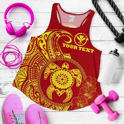 Hawaii Polynesian Personalised Women Racerback Tank - Vintage Polynesian Turtle (Red)