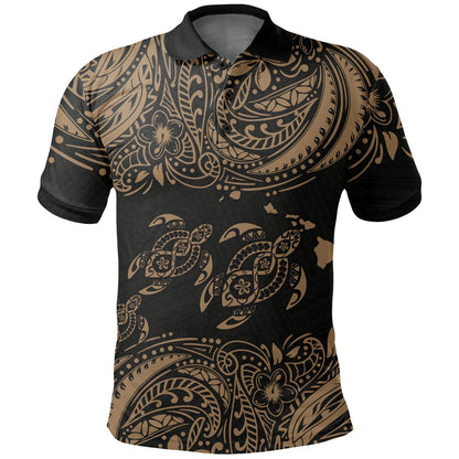 Hawaii Polo Shirt - Polynesian Gold Sea Turtle