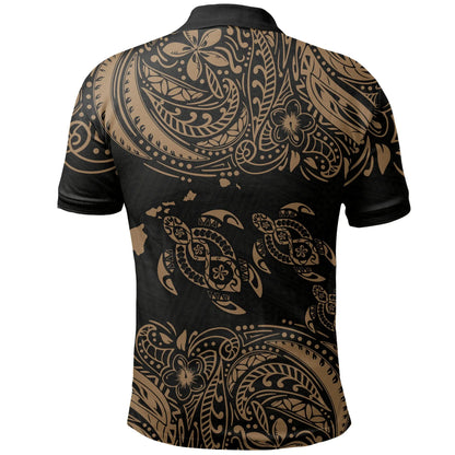 Hawaii Polo Shirt - Polynesian Gold Sea Turtle