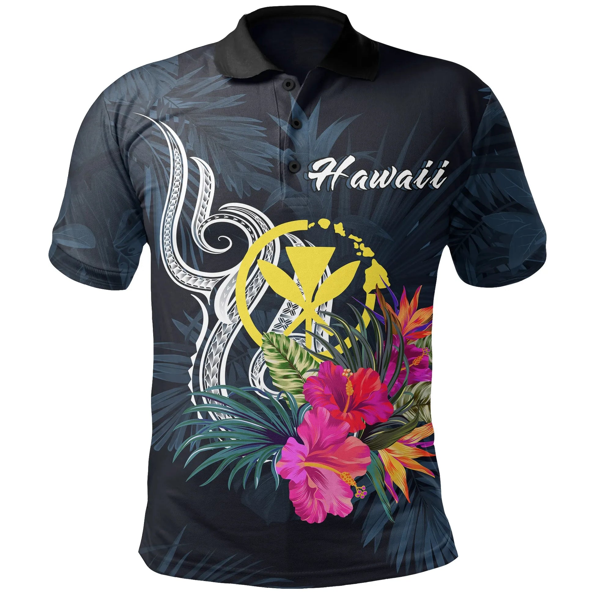 Hawaii Polynesian Polo Shirt - Tropical Flower