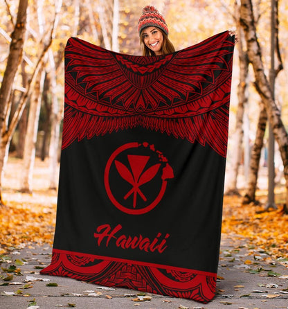 Hawaii Polynesian Premium Blanket - Hawaii Pride Red Version