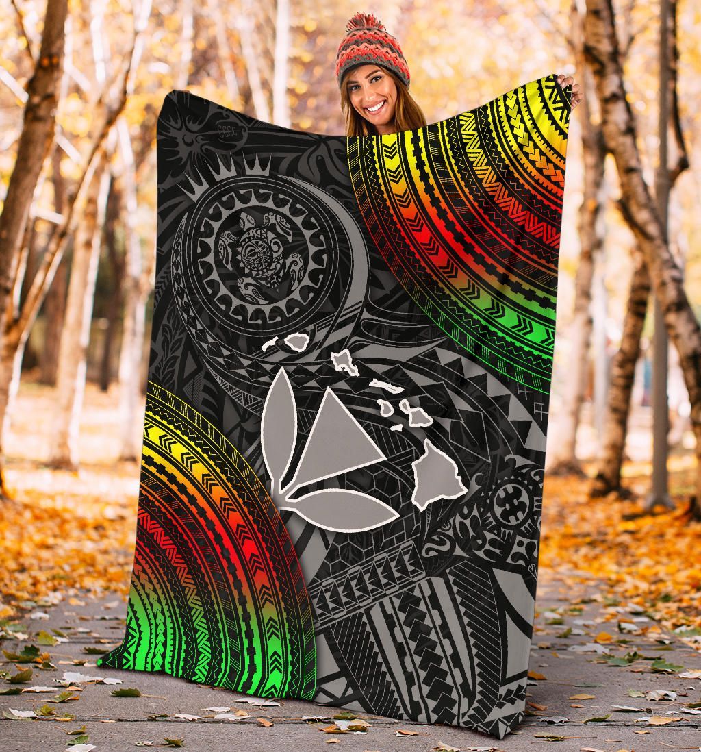 Hawaii Polynesian Premium Blanket - Kanaka Maoli Hawaiian Map