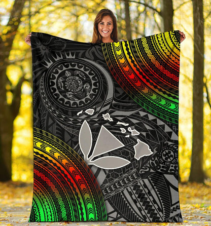 Hawaii Polynesian Premium Blanket - Kanaka Maoli Hawaiian Map