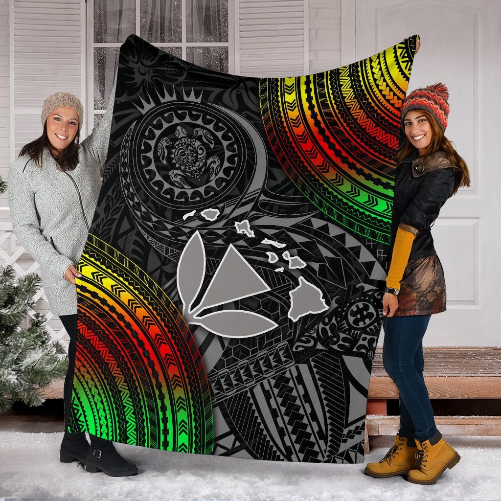 Hawaii Polynesian Premium Blanket - Kanaka Maoli Hawaiian Map