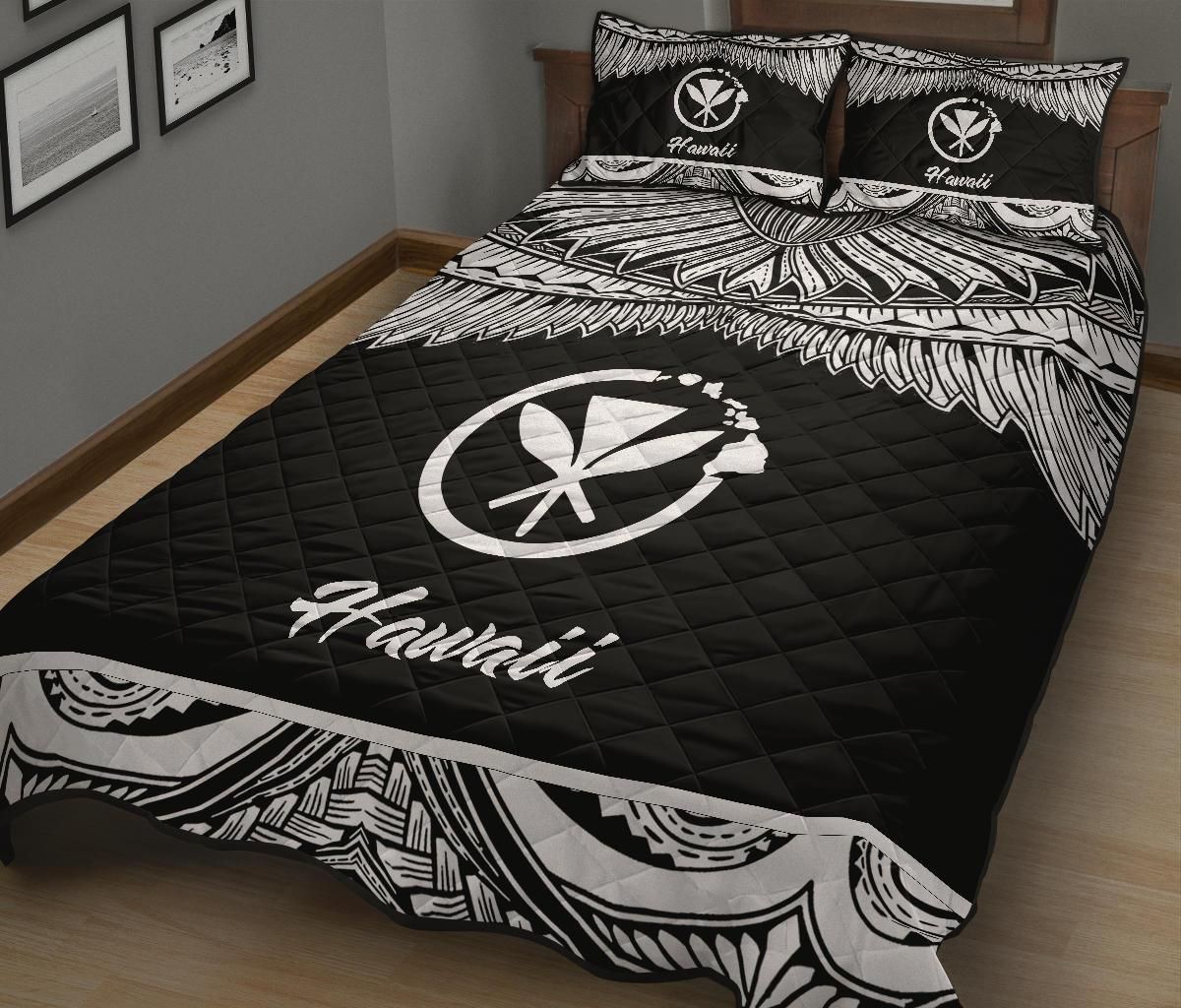 Hawaii Polynesian Quilt Bed Set - Hawaii Pride White Version