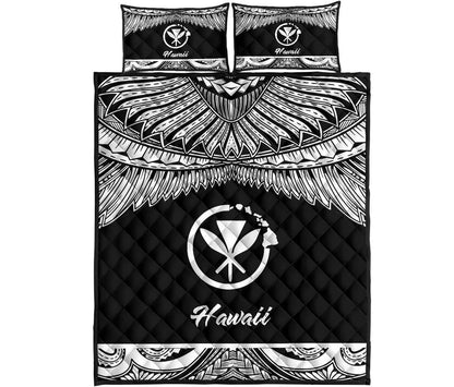 Hawaii Polynesian Quilt Bed Set - Hawaii Pride White Version