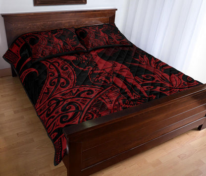 Hawaii Polynesian Quilt Bed Set - Hula Girl Red