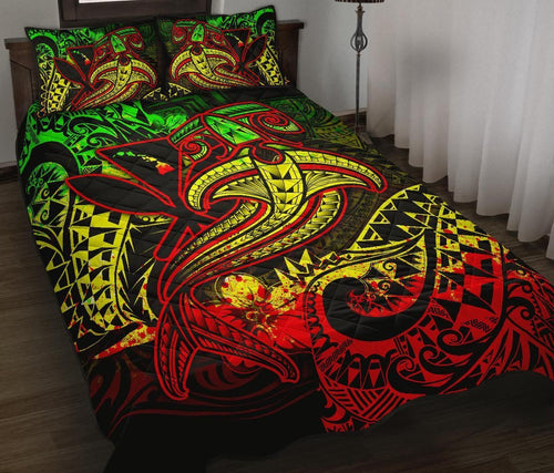Hawaii Polynesian Quilt Bed Set - Kanaka Maoli Reggae Shark Polynesian Tattoo