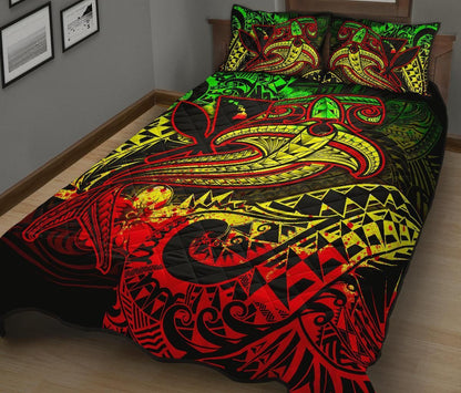 Hawaii Polynesian Quilt Bed Set - Kanaka Maoli Reggae Shark Polynesian Tattoo