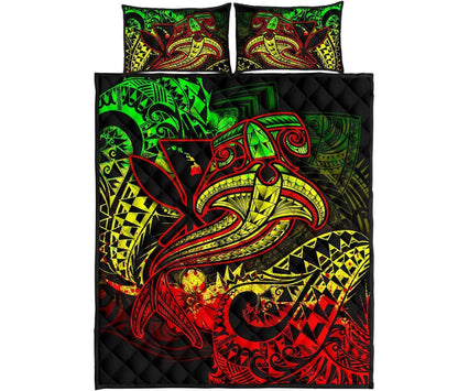 Hawaii Polynesian Quilt Bed Set - Kanaka Maoli Reggae Shark Polynesian Tattoo