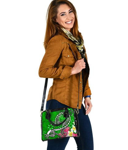 Hawaii Polynesian Shoulder Handbag - Turtle Plumeria (Green)