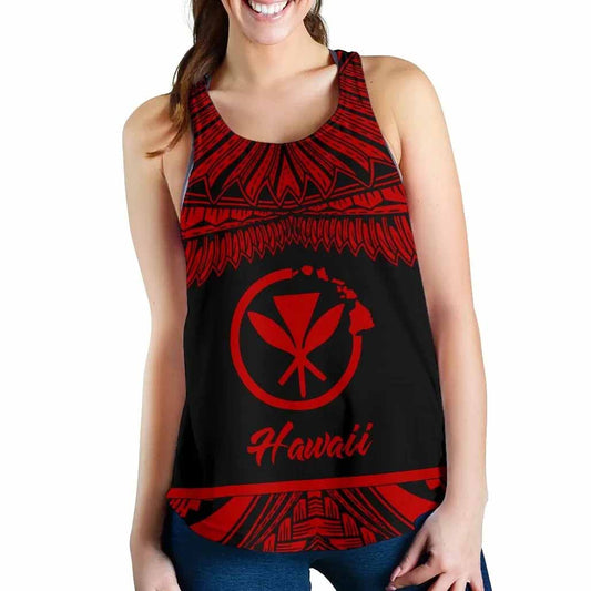 Hawaii Polynesian Women Racerback Tank - Hawaii Pride Red Version