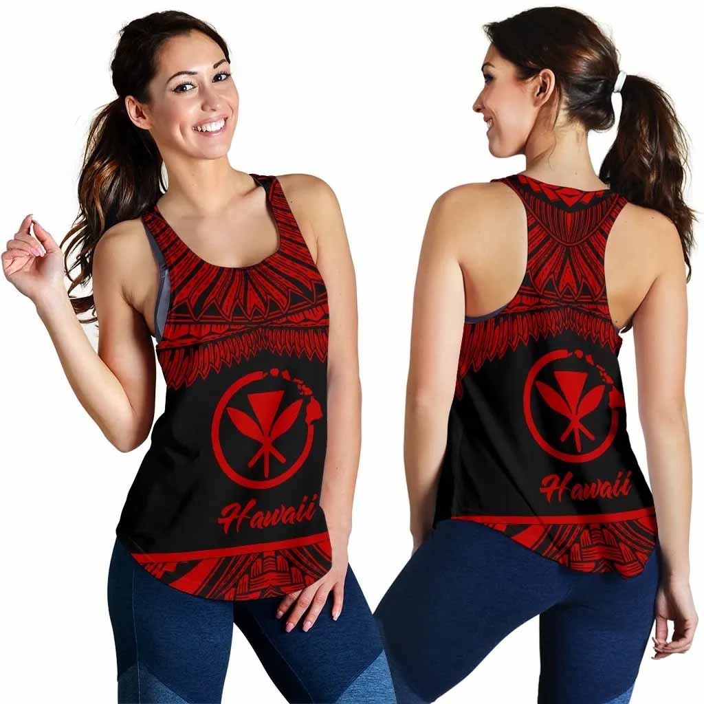 Hawaii Polynesian Women Racerback Tank - Hawaii Pride Red Version