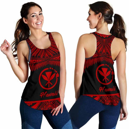 Hawaii Polynesian Women Racerback Tank - Hawaii Pride Red Version