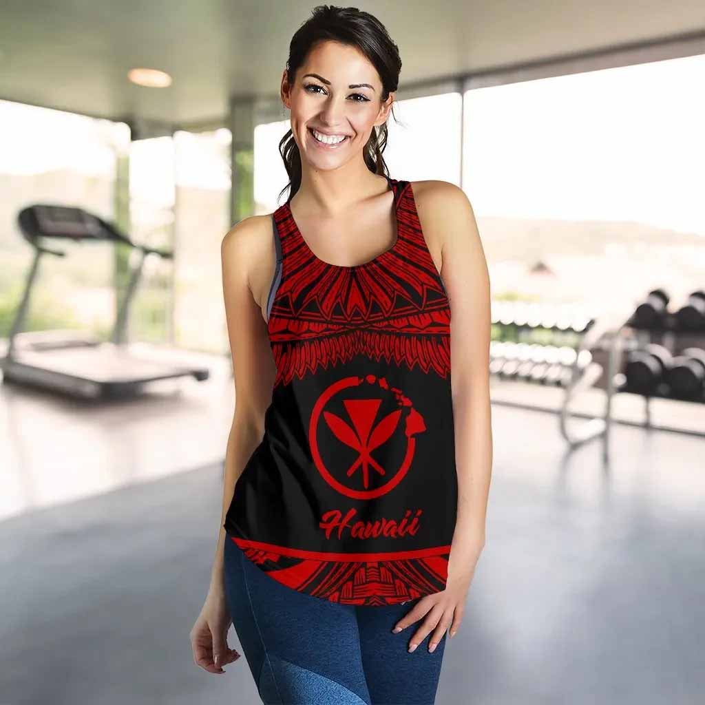 Hawaii Polynesian Women Racerback Tank - Hawaii Pride Red Version