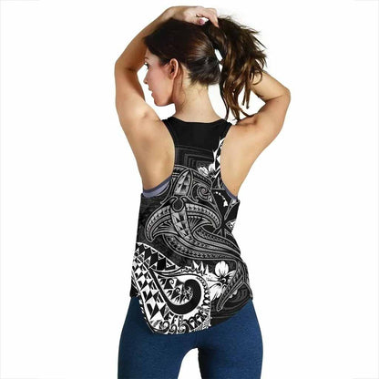 Hawaii Polynesian Women Racerback Tank - Kanaka Maoli White Shark Polynesian Tattoo
