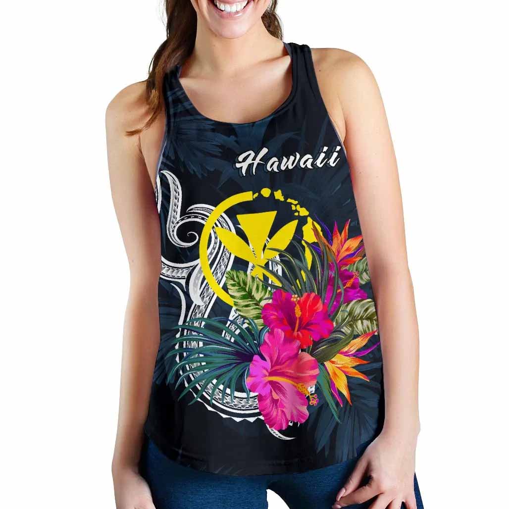Hawaii Polynesian Women Racerback Tank - Tropical Flower