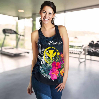 Hawaii Polynesian Women Racerback Tank - Tropical Flower
