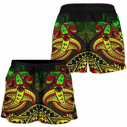 Hawaii Polynesian Women Shorts - Kanaka Maoli Reggae Shark Polynesian Tattoo