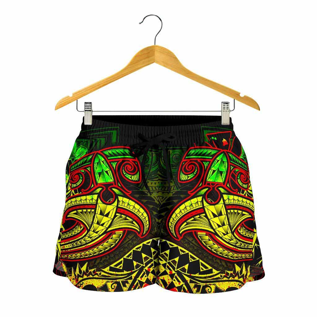 Hawaii Polynesian Women Shorts - Kanaka Maoli Reggae Shark Polynesian Tattoo