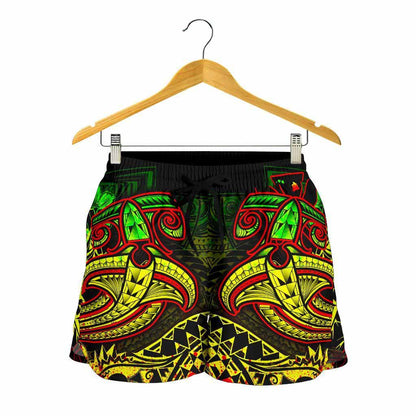 Hawaii Polynesian Women Shorts - Kanaka Maoli Reggae Shark Polynesian Tattoo