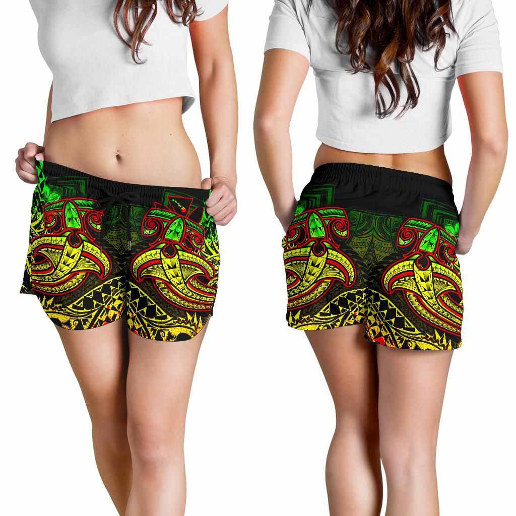 Hawaii Polynesian Women Shorts - Kanaka Maoli Reggae Shark Polynesian Tattoo