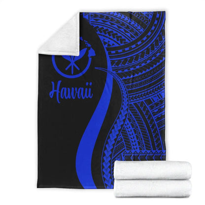 Hawaii Premium Blanket - Blue Polynesian Tentacle Tribal Pattern