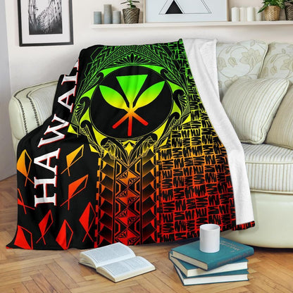 Hawaii Premium Blanket - Kanaka Maoli Rocket Style (Reggae)