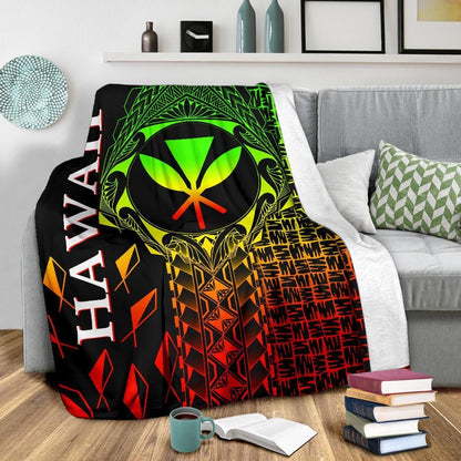 Hawaii Premium Blanket - Kanaka Maoli Rocket Style (Reggae)