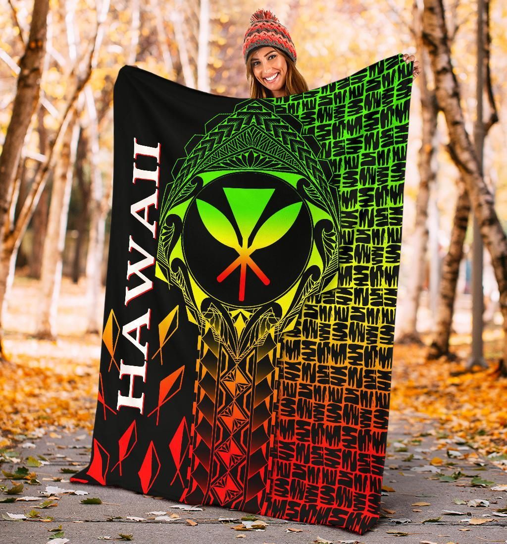 Hawaii Premium Blanket - Kanaka Maoli Rocket Style (Reggae)